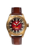 Orologio Vertigo Tritone bronzo con quadrante rosso alga vista frontale