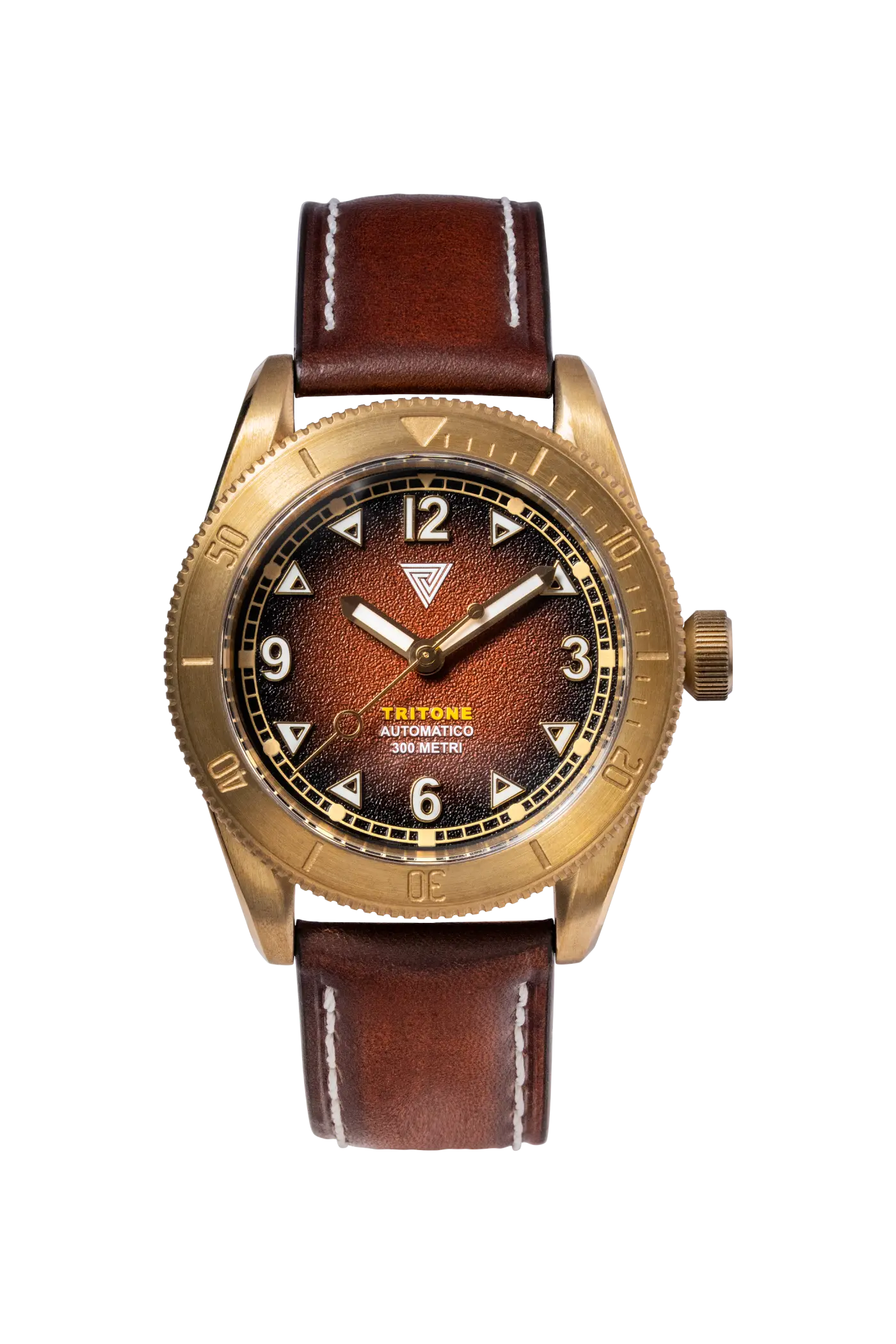 Orologio Vertigo Tritone bronzo con quadrante roccia rossa vista frontale