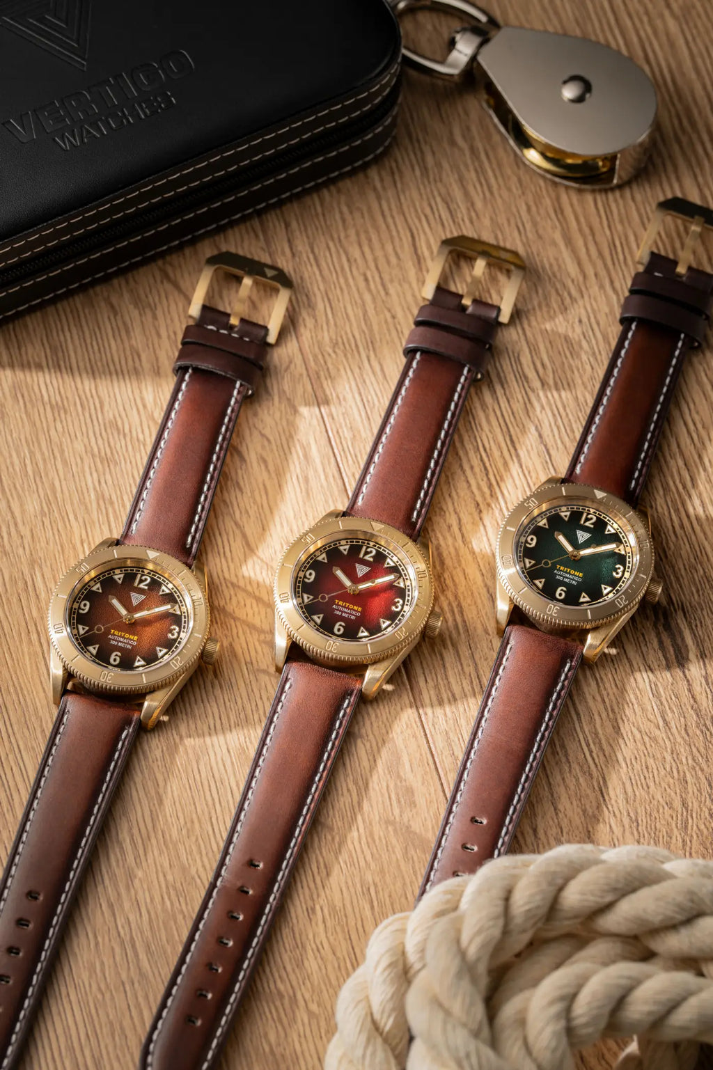 Collezione orologi Vertigo Tritone bronzo con diversi colori di quadrante